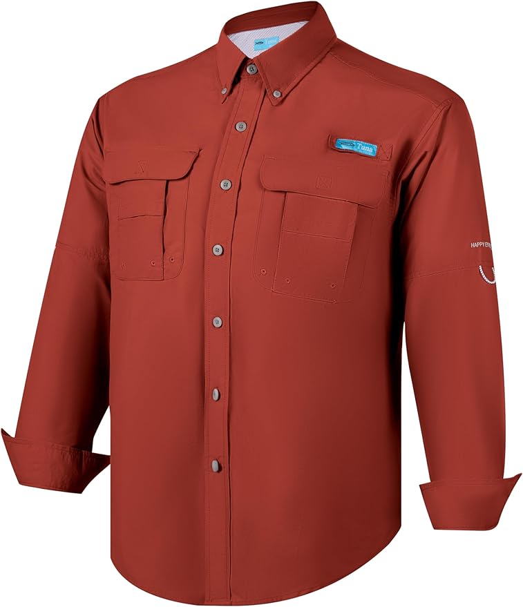Men's Magellan Fishing UPF UV 50+ Sun Protection SPF Camping Hiking Long Sleeve Shirts